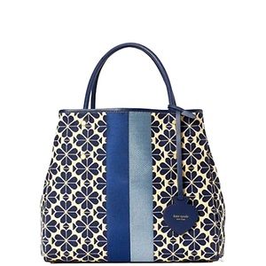 Kate spade ♠️ flower jacquard stripe everything medium tote blue color